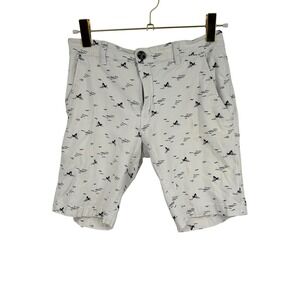 NICKERBOCKER Men's Shorts Size 30 White Black Bird Print Flex Casual Chino